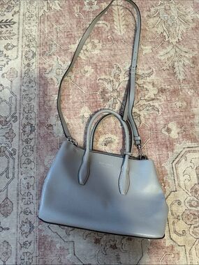 kate spade light gray pebbled leather satchel with strap